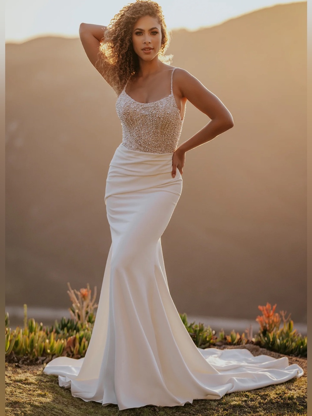 Allure Bridal A1169 Wedding Dress  10 Ivory Pearl Beaded Mermaid Gown  Unworn
